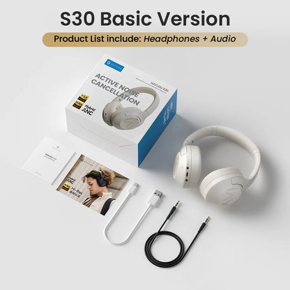 HAYLOU S30 Wireless Bluetooth 5.4 Headphones 43dB Adaptive Noise Cancelling Headsets 40mm Driver 80H Playtime Earphones