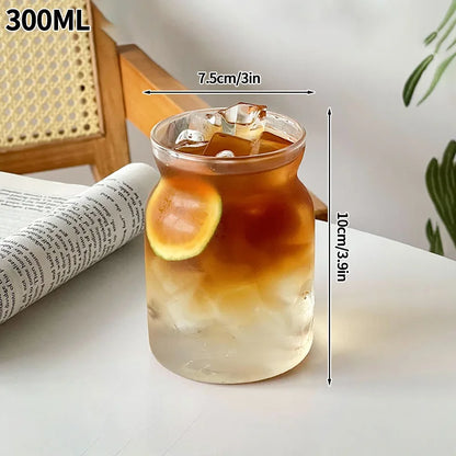 Ins Glass Cup Heat-resistant Tumbler Drinkware Transparent Tea Juice Milk Coffee Mug Water Glasses Stripe Mug 410ml/650ml/530ml