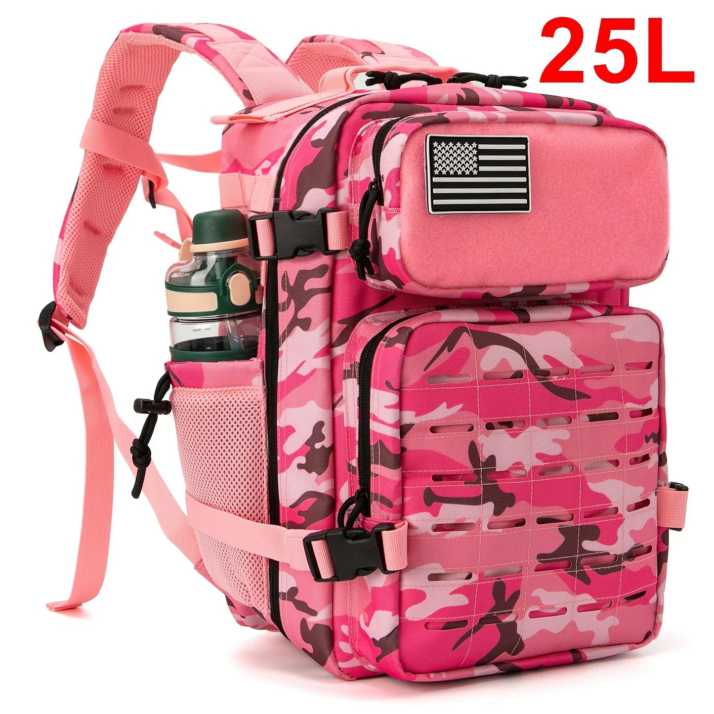 QT&QY 25L/45L Tactical Backpack for Men and Women Outdoor Survival Bug Out Bag Small School Rucksack Hking with Bottle Holder