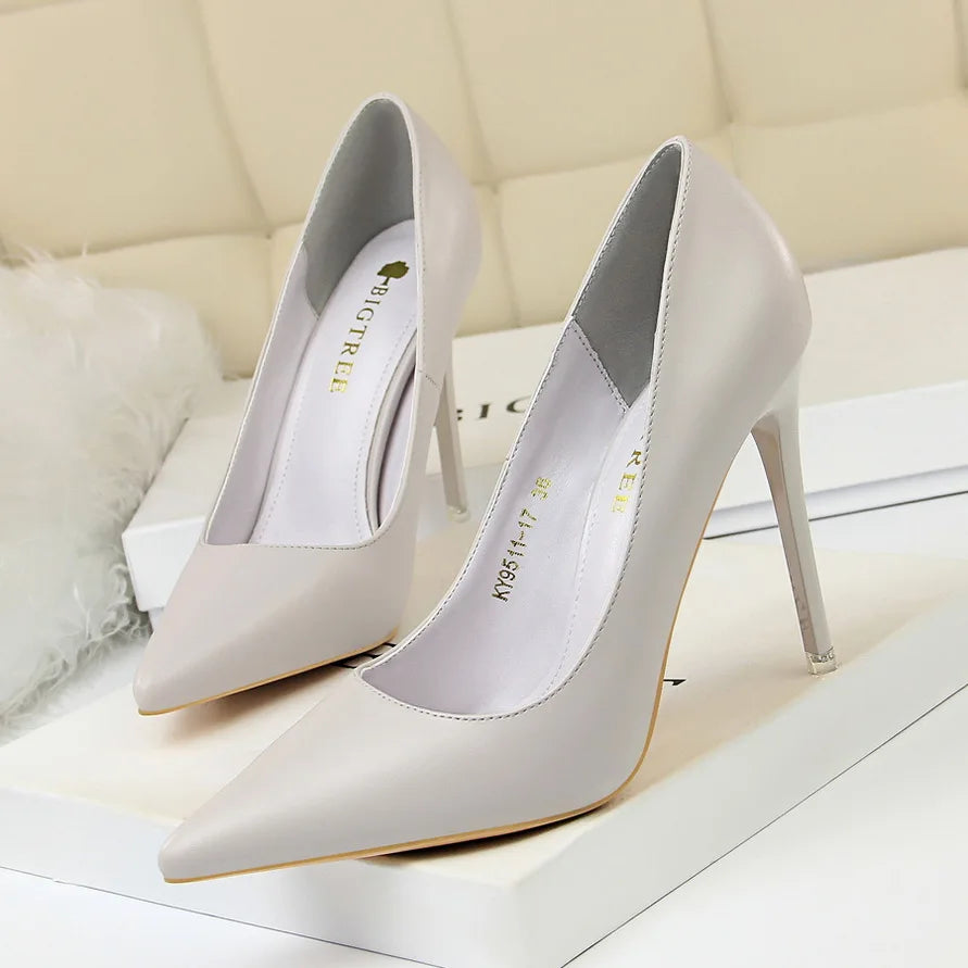 Women 7.5cm 10.5cm High Heels Pumps Lady Wedding Bridal Scarpins Low Heels Plus Size Party Blue Pink Shoes