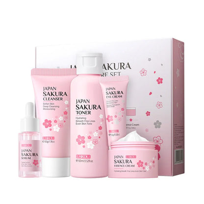 Face Skin Care Set Cleanser Sakura Essence Cream Moisturizing Toner Eye Cream Face Serum Improve Roughness & Dryness Skin Care