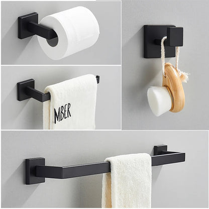 Senlesen Golden Bathroom Accessories Sets 4pcs Wall Mount Towel Bar Robe Hooks Toilet Paper Roll Holder Stainless Steel Hardware