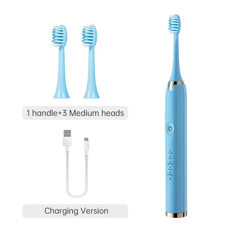 Tongwode Electric Sonic Toothbrush USB Rechargeable Waterproof Electronic Ultrasonic Whitening Tooth Brushes Replacement Heads