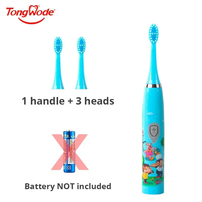 Children Sonic Electric Toothbrush IPX7 Waterproof Colorful Cartoon For Kid Use Soft Bristle Replaceable With Tooth Brush Heads