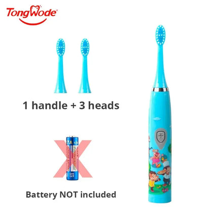 Children Sonic Electric Toothbrush IPX7 Waterproof Colorful Cartoon For Kid Use Soft Bristle Replaceable With Tooth Brush Heads