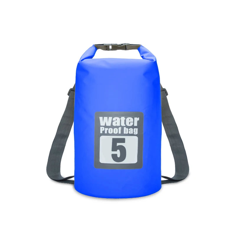 PVC Waterproof Dry Bag 5L/10L/15L/20L/30L Outdoor Diving Foldable Storage Beach Swimming Bag Rafting River Ocean Backpack