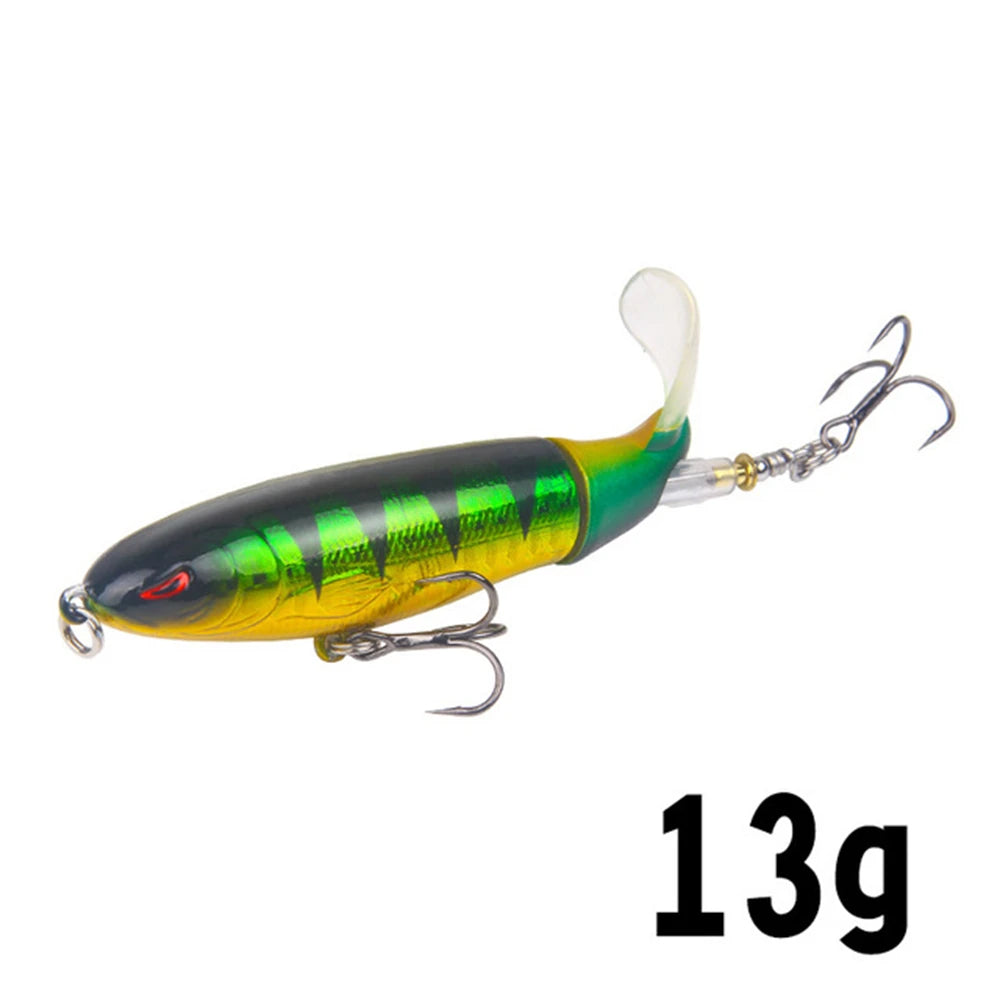 10cm/14cm Topwater Fishing Lure Whopper Popper Artificial Bait Hard Plopper Soft Rotating Tail Fishing Tackle Fishing Bait