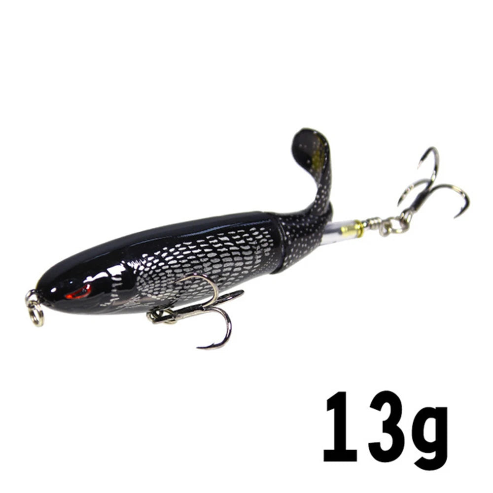 10cm/14cm Topwater Fishing Lure Whopper Popper Artificial Bait Hard Plopper Soft Rotating Tail Fishing Tackle Fishing Bait