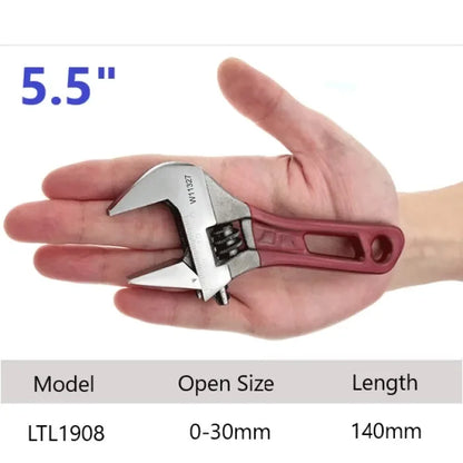 Adjustable Wrench Large Opening Short Handle Mini Monkey Spanner Laser Scale Rubber Wrapped Key Plumbing Pipeline Bathroom Tools