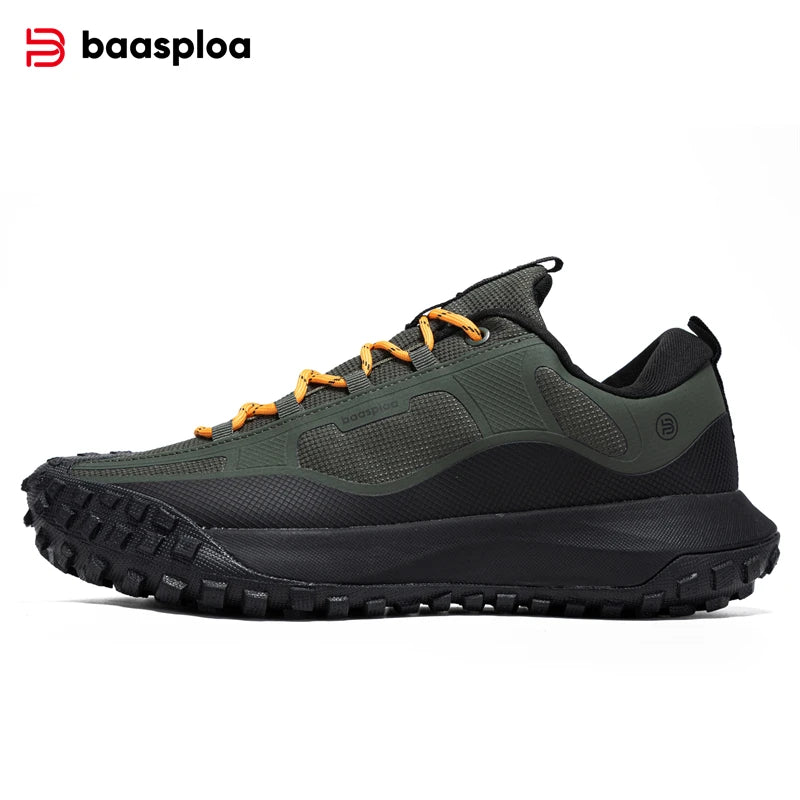 Baasploa New Men Hiking Shoes Anti Splash Water Outdoor Sneakers for Men Comfort Casual Sneakers Male Non-Slip Wear Resistant