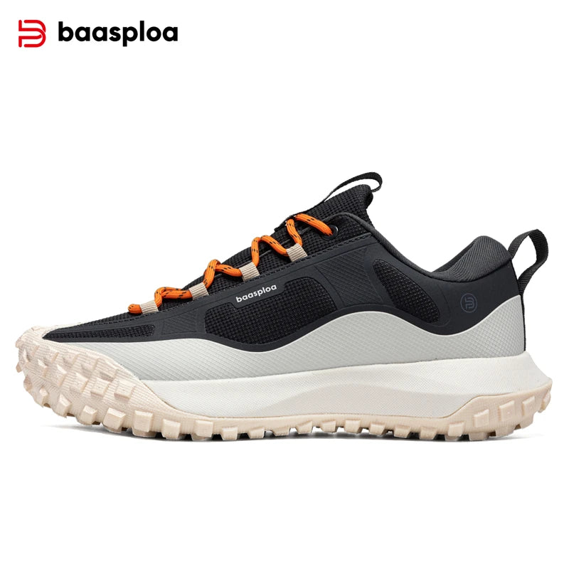 Baasploa New Men Hiking Shoes Anti Splash Water Outdoor Sneakers for Men Comfort Casual Sneakers Male Non-Slip Wear Resistant