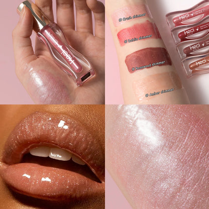 Pearlescent Lip Gloss Long-Lasting Shimmer Non-Sticky Champagne Lip Glaze Sunny Sands Shiny Tinted Moisturizing Liquid Lipstick