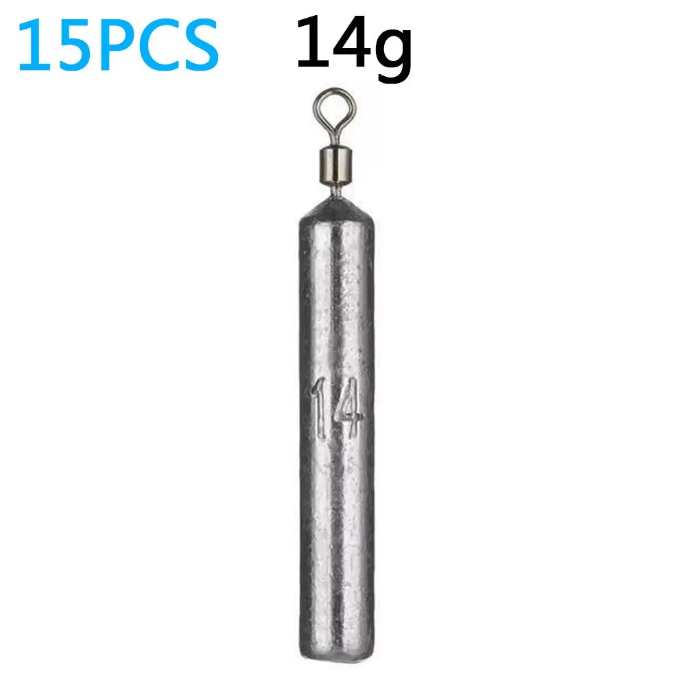 Fishing Weight 15PCS/Lot Sinker Mold 3.5g 5g 7g 10g 14g 20g Tube Bullet Plumb Pendant Metal Jig Sast Sea Tackle Kit Pesca Tool