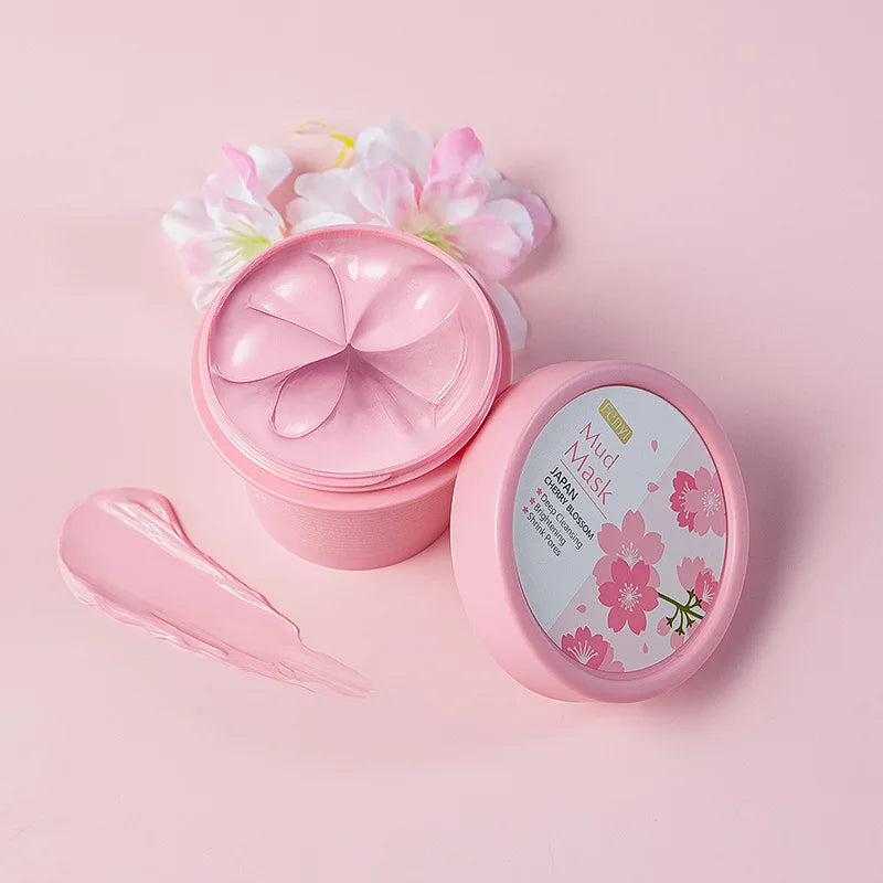 Japan Sakura Mud Face Mask Reduce Wrinkle Night Facial Packs Skin Clean Blackhead Pores Smearing Mud Mask Skin Care 100g