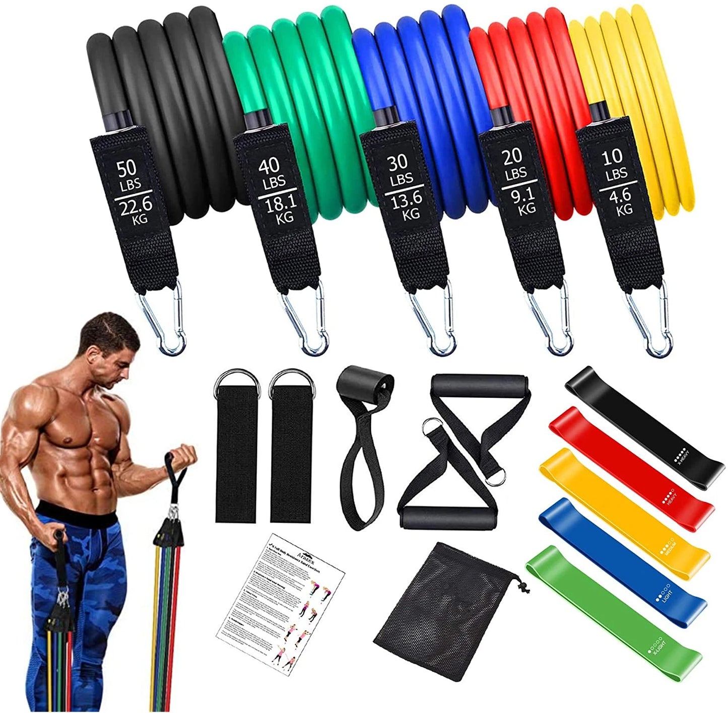 Workout Bar Fitness Resistance Bands Set Pilates Yoga Pull Rope Exercise Training Expander Gym Equipment for Home Bodybuilding