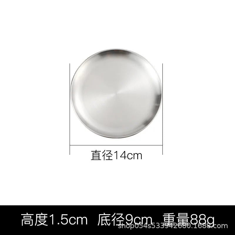 Korean stainless steel thickened disc Golden Cafe Tray Fruit Plate Cake Plate Bone Dish Dish Dish Shallow Plate