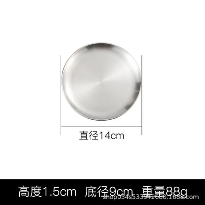 Korean stainless steel thickened disc Golden Cafe Tray Fruit Plate Cake Plate Bone Dish Dish Dish Shallow Plate