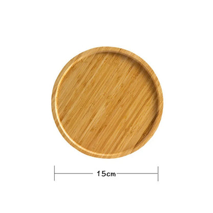 Wooden Round Serving Platter Tray Pizza Salad Plate Wooden Breakfast Food Fruits Bread Dessert Container Tea Mat Snacks Dish