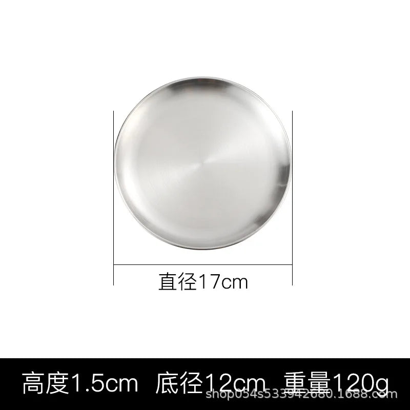 Korean stainless steel thickened disc Golden Cafe Tray Fruit Plate Cake Plate Bone Dish Dish Dish Shallow Plate