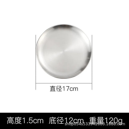 Korean stainless steel thickened disc Golden Cafe Tray Fruit Plate Cake Plate Bone Dish Dish Dish Shallow Plate