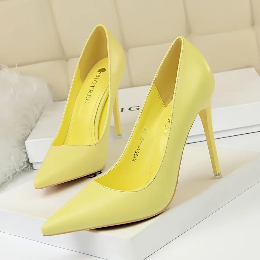 Women 7.5cm 10.5cm High Heels Pumps Lady Wedding Bridal Scarpins Low Heels Plus Size Party Blue Pink Shoes