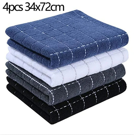 Homaxy 4/6pcs 100% Cottton Kitchen Towel Absorbent Dishcloth Ultra Soft Kitchen Cloths Drying Hand Towels Home Cleaning Tools