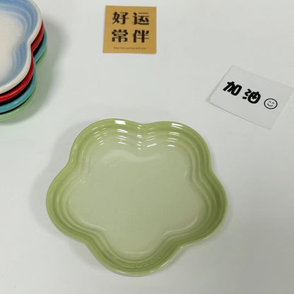 Plum Blossom Small Plate 14cm Sauce Plates French Cool Color Cake Dish Gradual Spit Bone Dishs Tableware Ceramic Dessert