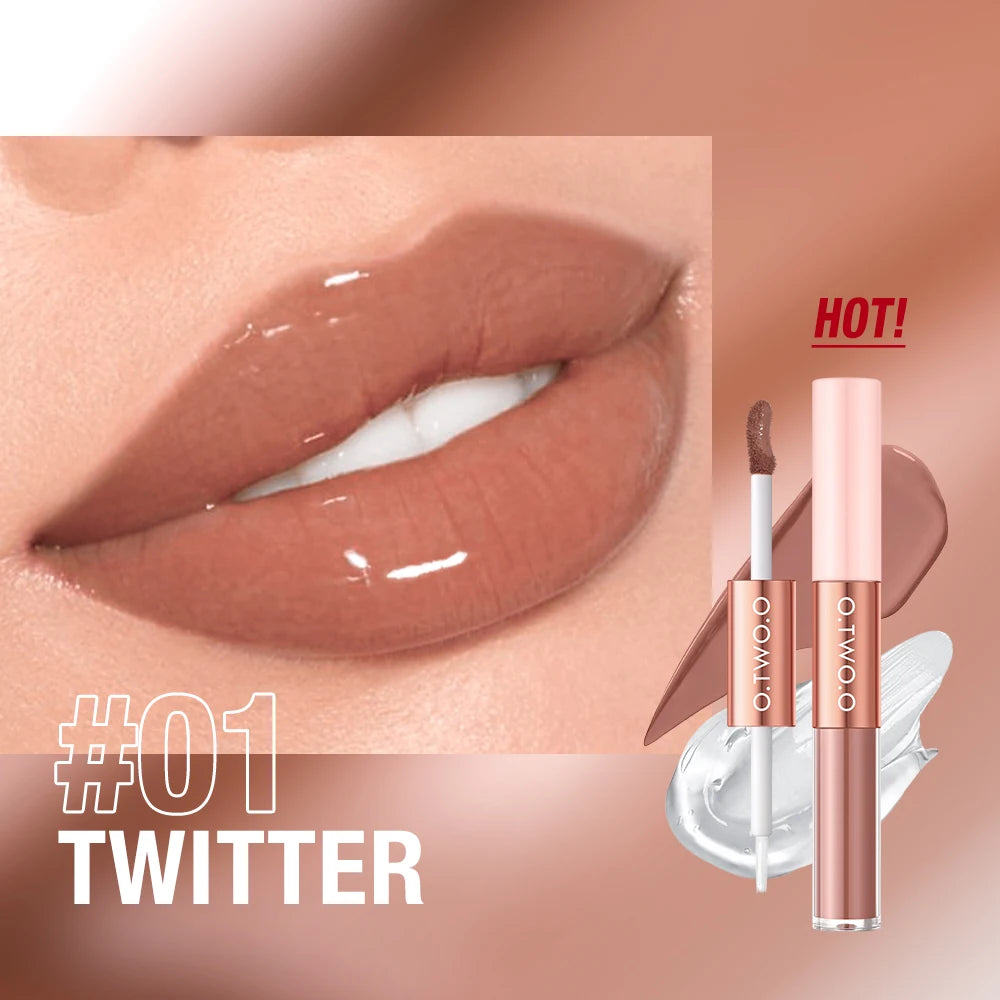 O.TWO.O Matte Lipstick Double Head Lip Coat 24HR Non-stick Cup Lip Gloss Tint Plumper Long Lasting Waterproof Lipstick Makeup