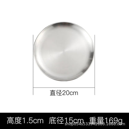 Korean stainless steel thickened disc Golden Cafe Tray Fruit Plate Cake Plate Bone Dish Dish Dish Shallow Plate