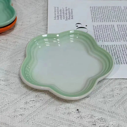 Plum Blossom Small Plate 14cm Sauce Plates French Cool Color Cake Dish Gradual Spit Bone Dishs Tableware Ceramic Dessert