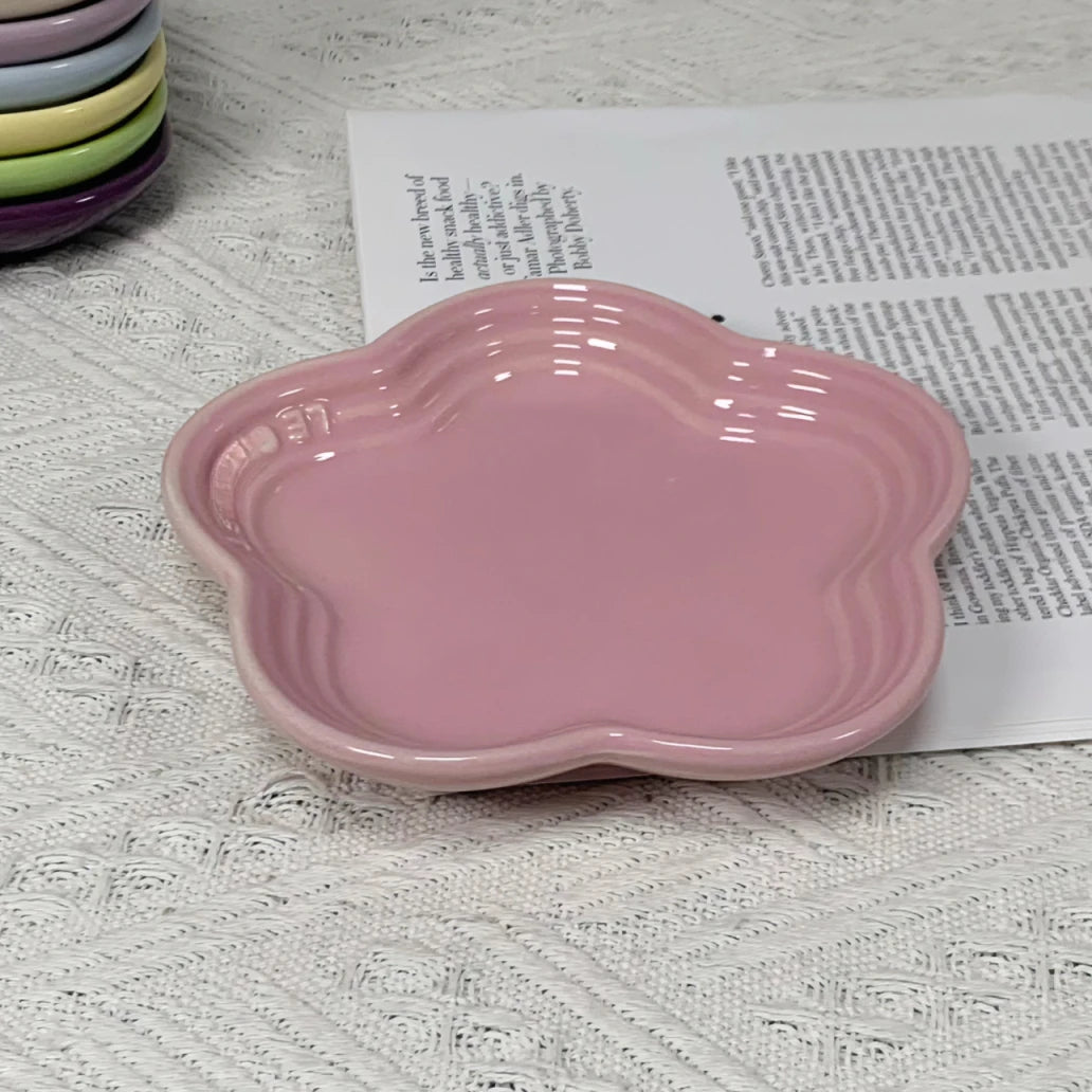 Plum Blossom Small Plate 14cm Sauce Plates French Cool Color Cake Dish Gradual Spit Bone Dishs Tableware Ceramic Dessert