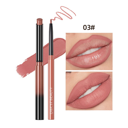 QIBEST 2pcs Lipstick Lipliner Pen Set Matte Velvet Lip Liner Pencil Contour Makeup Sexy Red Lip Stick Long Lasting Cosmetics