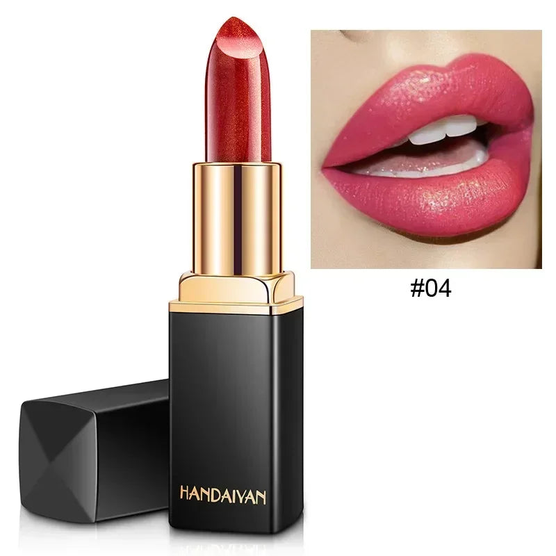 Professional Lips Makeup Waterproof Shimmer Long Lasting Pigment Nude Pink Mermaid Shimmer Lipstick Luxury Makeup Cosmetic