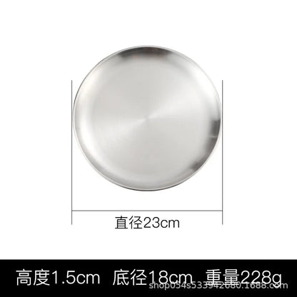 Korean stainless steel thickened disc Golden Cafe Tray Fruit Plate Cake Plate Bone Dish Dish Dish Shallow Plate