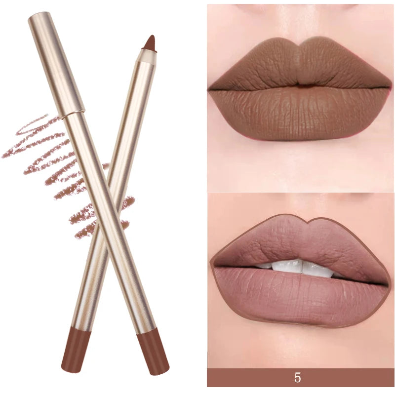 BIVANFE Lip Liner Cruelty Free Vegan Cosmetics Makeup Dark Brown Matte Waterproof Creamy Lipliner