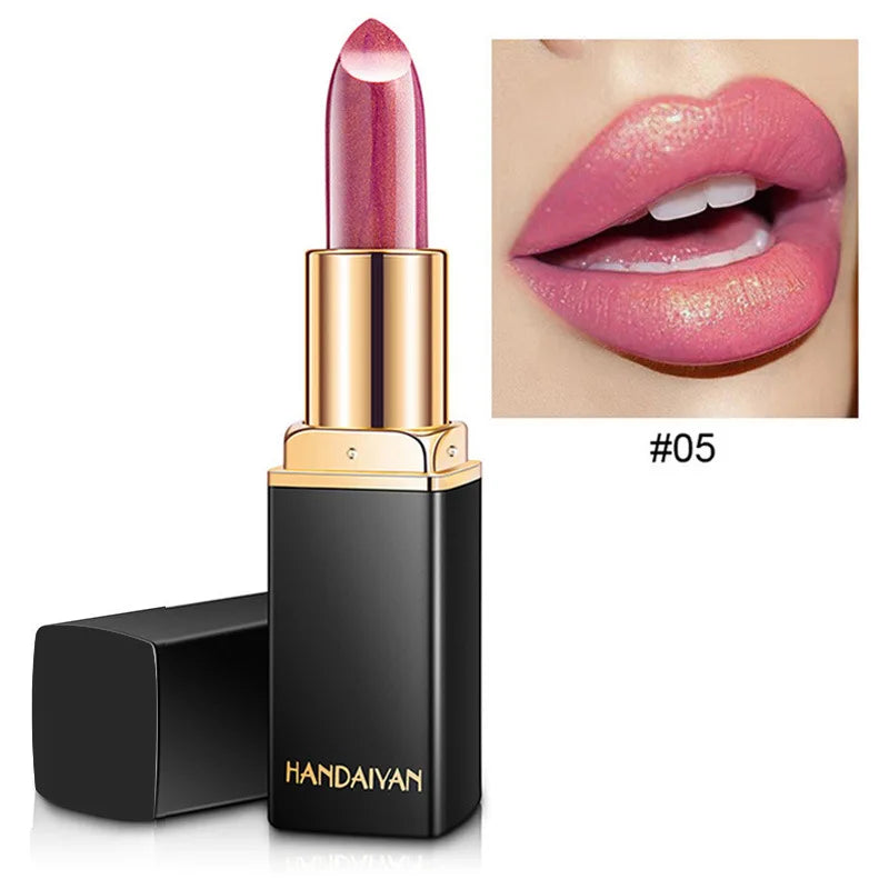 Professional Lips Makeup Waterproof Shimmer Long Lasting Pigment Nude Pink Mermaid Shimmer Lipstick Luxury Makeup Cosmetic