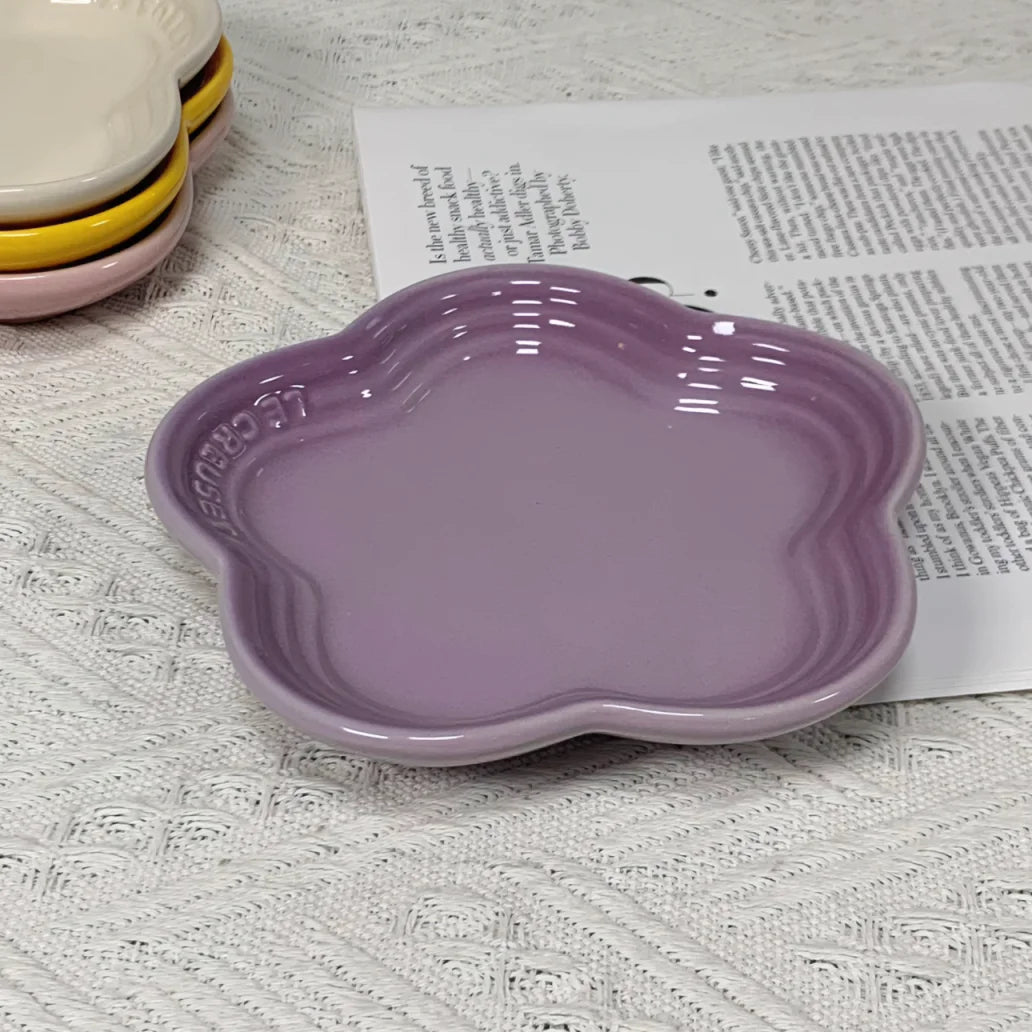 Plum Blossom Small Plate 14cm Sauce Plates French Cool Color Cake Dish Gradual Spit Bone Dishs Tableware Ceramic Dessert