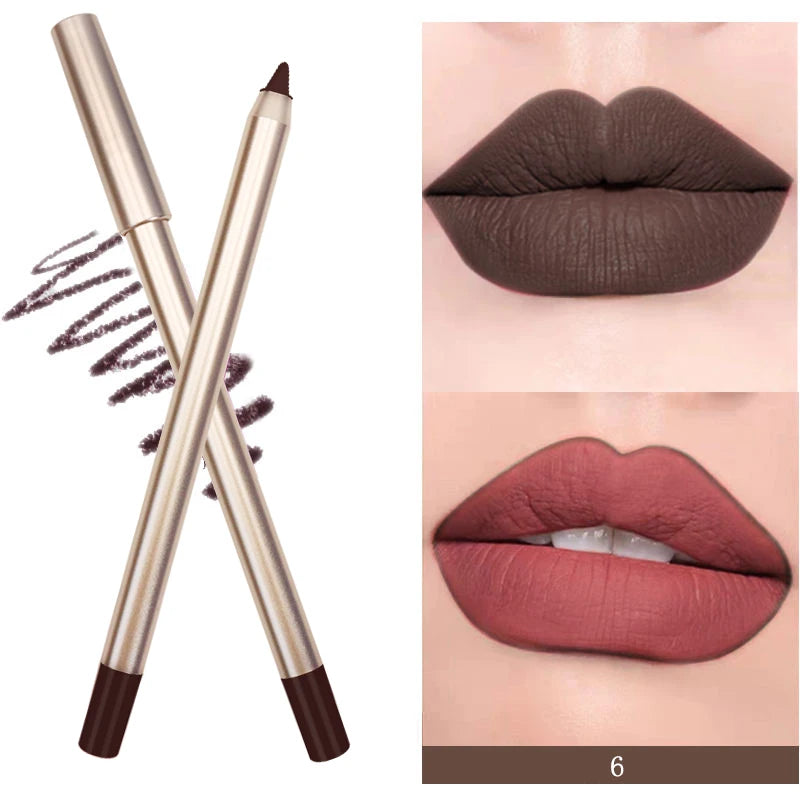 BIVANFE Lip Liner Cruelty Free Vegan Cosmetics Makeup Dark Brown Matte Waterproof Creamy Lipliner