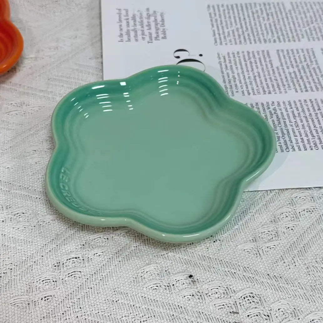 Plum Blossom Small Plate 14cm Sauce Plates French Cool Color Cake Dish Gradual Spit Bone Dishs Tableware Ceramic Dessert