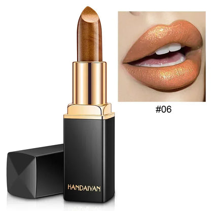 Professional Lips Makeup Waterproof Shimmer Long Lasting Pigment Nude Pink Mermaid Shimmer Lipstick Luxury Makeup Cosmetic