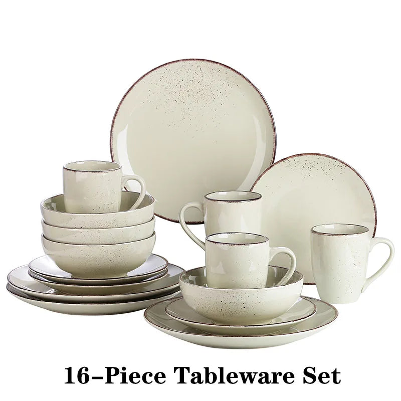 Vancasso Navia-MS 16/32/48-Piece Stoneware Ceramic Dinnerware Set with Dinner Plate,Dessert Plate,800ml Bowl, Mug Tableware Set