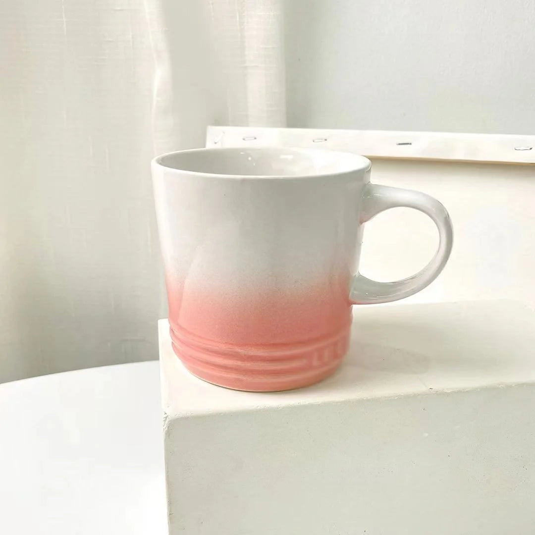 Popular Nordic Style Color Gradient Mugs Creative Macaron Mug Gradient Color Cool Color Rainbow Cup Ceramic Cups with Hand Gift