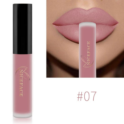 NICEFACE Nude Liquid Lipsticks Waterproof Velvet Matte Lip Gloss Long Lasting Non-stick Cup Lip Tint Makeup Pigment Cosmetics