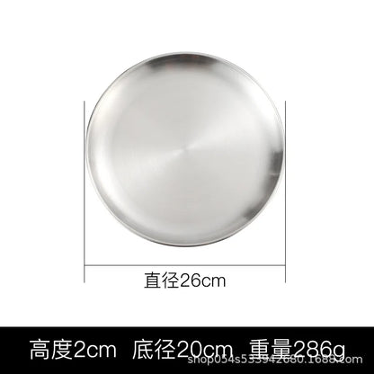 Korean stainless steel thickened disc Golden Cafe Tray Fruit Plate Cake Plate Bone Dish Dish Dish Shallow Plate