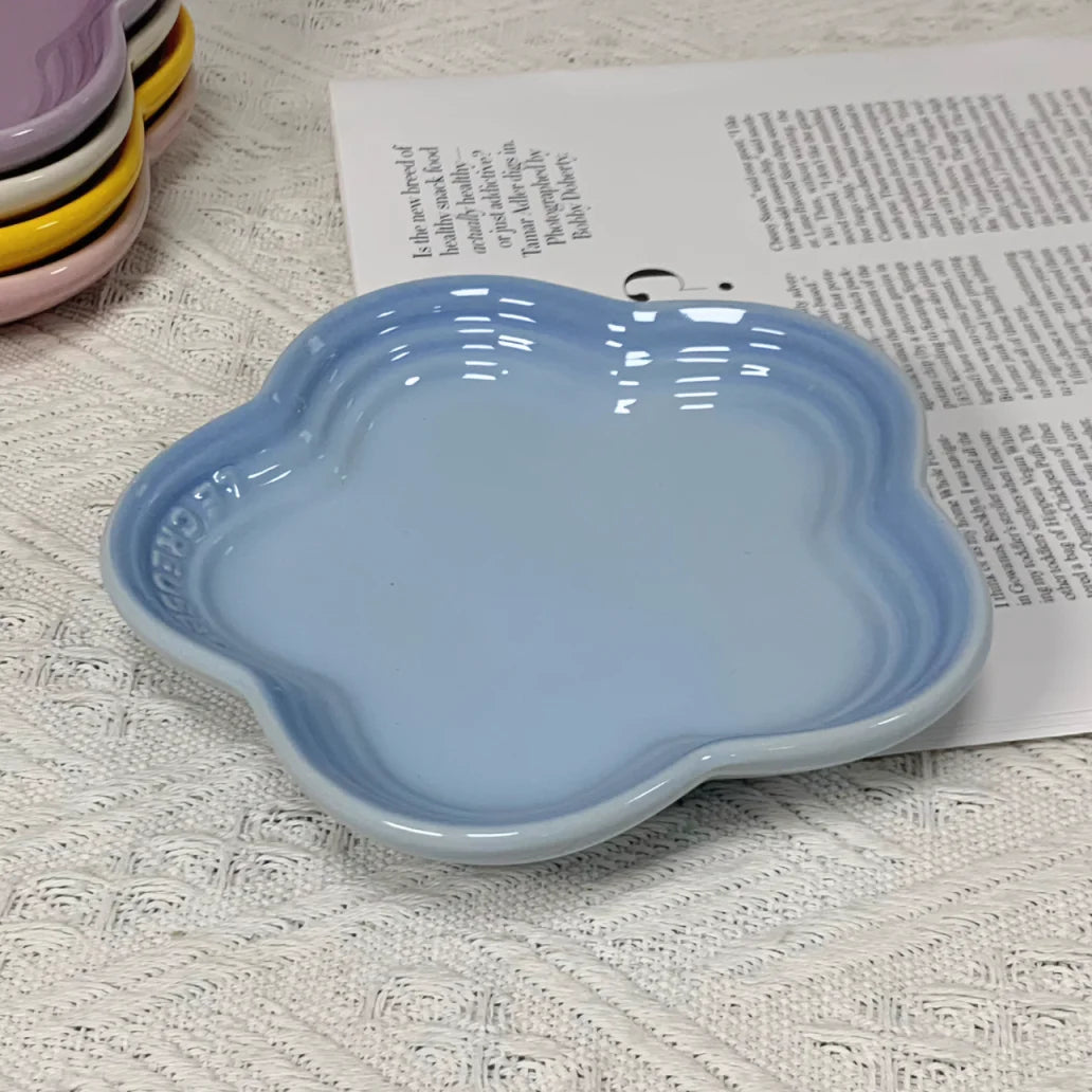 Plum Blossom Small Plate 14cm Sauce Plates French Cool Color Cake Dish Gradual Spit Bone Dishs Tableware Ceramic Dessert