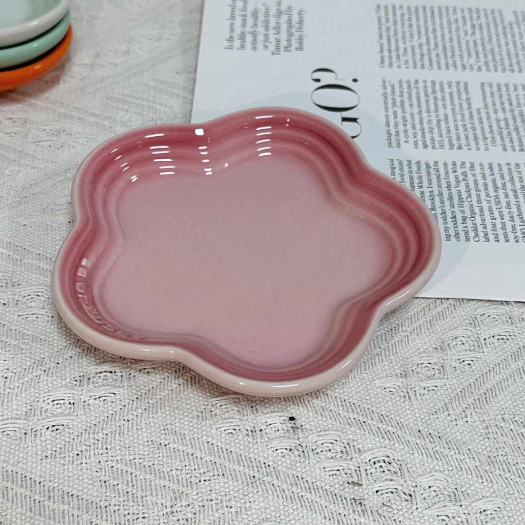 Plum Blossom Small Plate 14cm Sauce Plates French Cool Color Cake Dish Gradual Spit Bone Dishs Tableware Ceramic Dessert