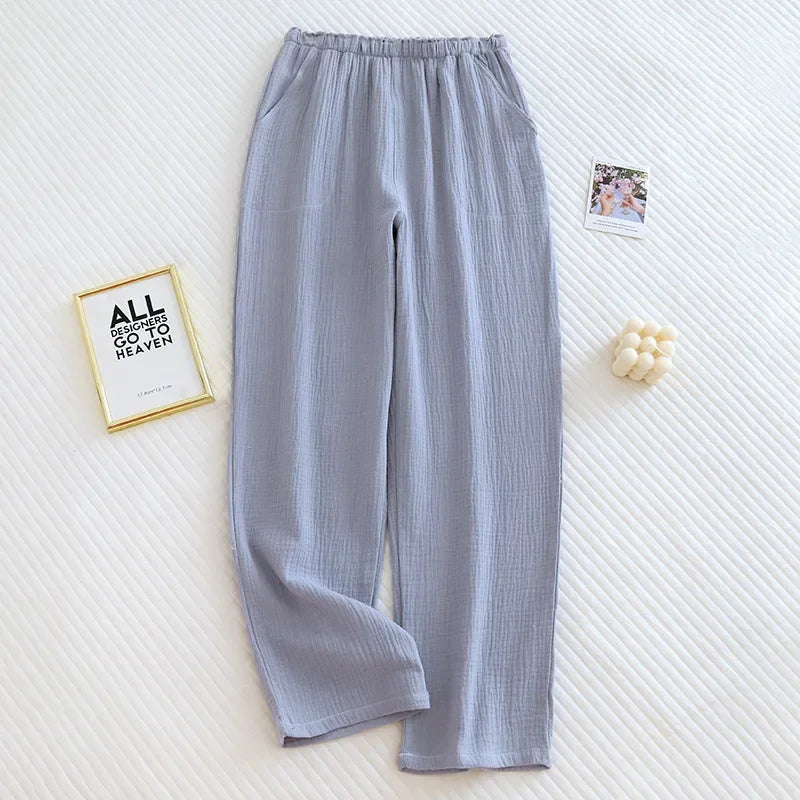 Japanese Spring/Summer New Women's Pajama Pants 100% Cotton Crepe Pants Sweet and Cute Pajama Ladies Loose Home Pants