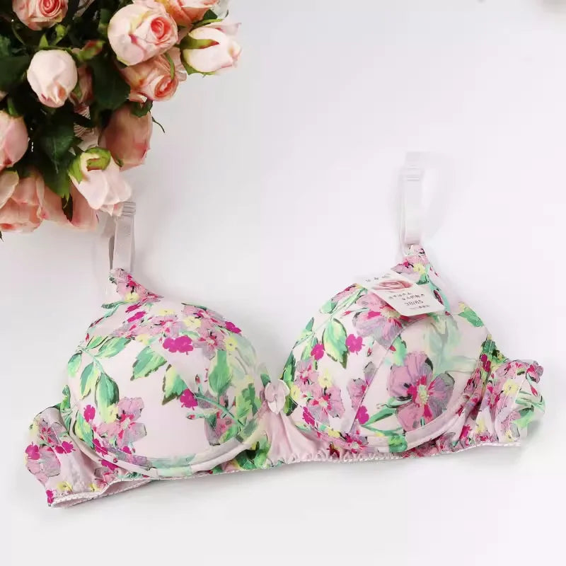 Hot-Selling 100% Mulberry silk bra underwear double faced silk print summer bra