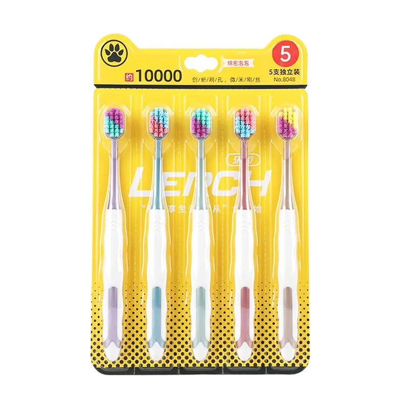 LERCH Adult Toothbrush Soft Bristles Family Pack Five Separate Packs About Ten Thousand Bristles