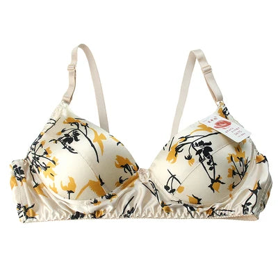 Hot-Selling 100% Mulberry silk bra underwear double faced silk print summer bra